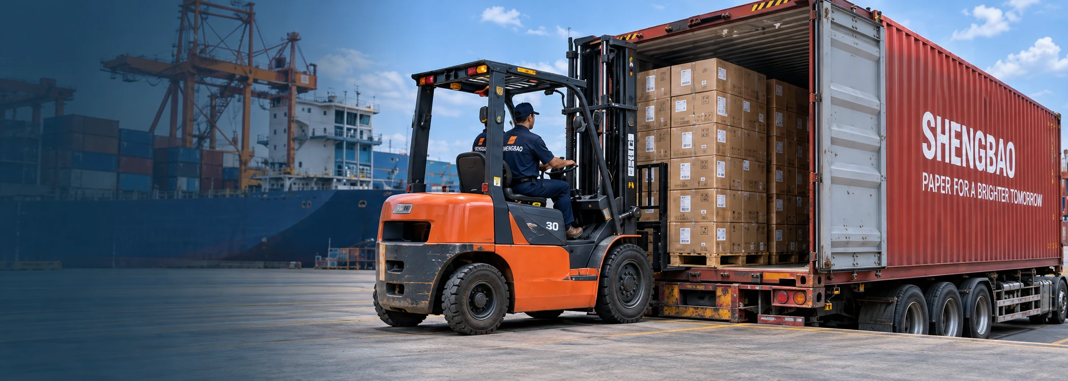 Paper cartons being loaded for shipment
